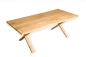 Preview: Solid Hardwood Oak rustic Kitchen Table 40mm with narrow X table legs natural oiled